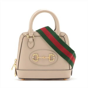 Gucci Horsebit 1955 Leather 2WAY Handbag Beige
